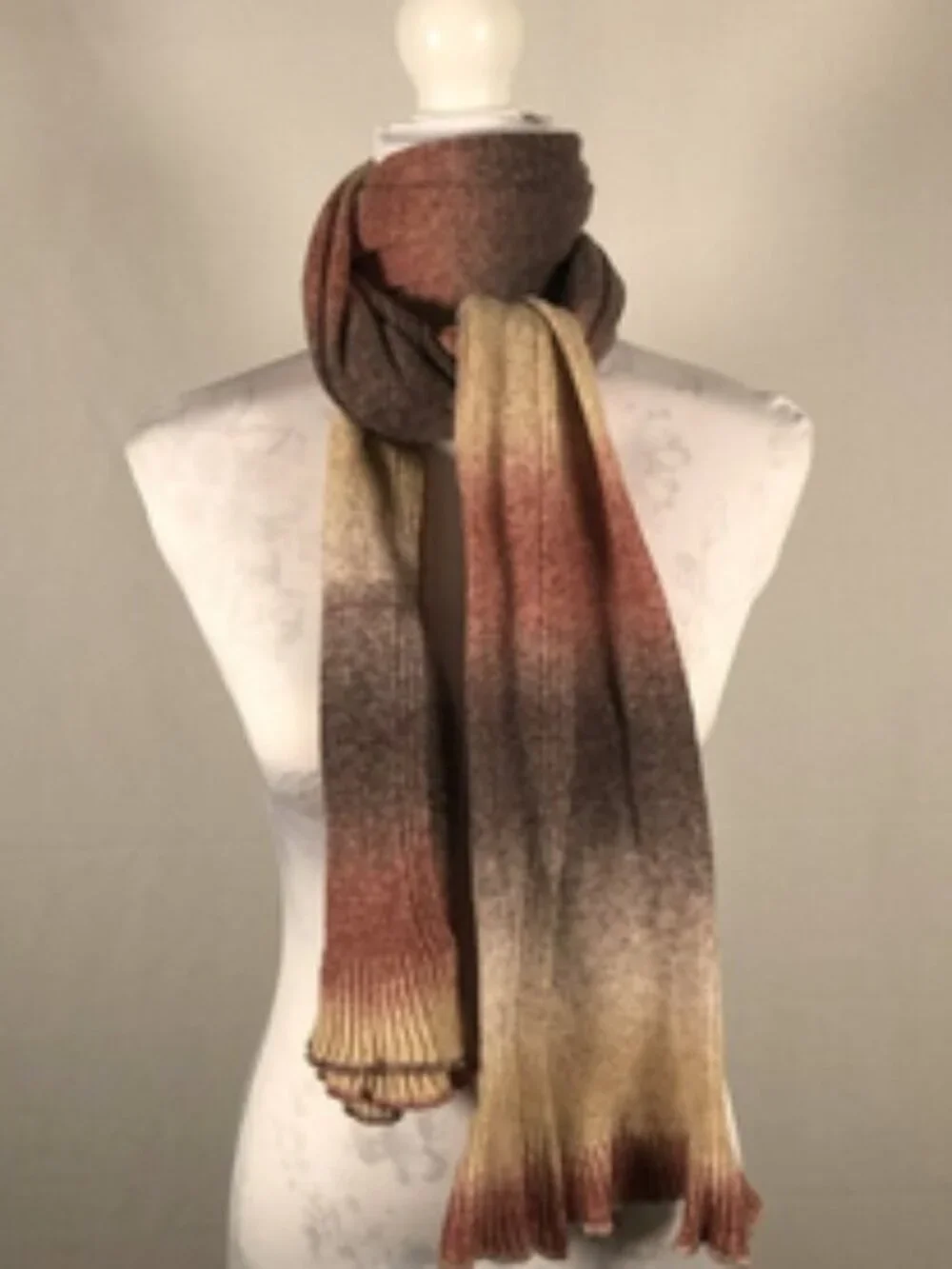 Ombré Knit Scarf in Earth Tones • Soft Gradient • Unlabeled Boutique Style
